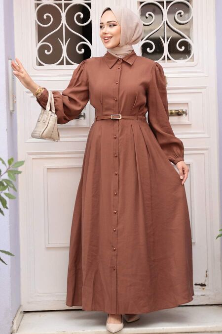 Modest Chocolate Summer Dress 19044CK - NEVA STYLE