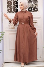 Modest Chocolate Summer Dress 19044CK - 4