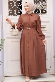 Modest Chocolate Summer Dress 19044CK - 2