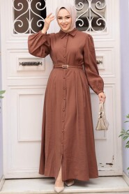 Modest Chocolate Summer Dress 19044CK - 3