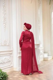 Modest Claret Red Bridal Dress 52142BR - 5