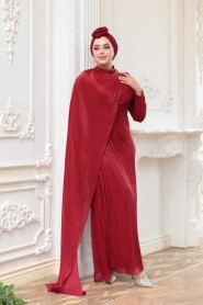 Modest Claret Red Bridal Dress 52142BR - 3