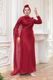 Modest Claret Red Bridal Dress 52142BR - 4