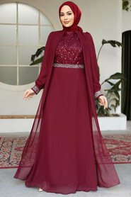 Modest Claret Red Bridesmaid Dress 25876BR - 1