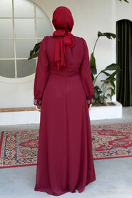 Modest Claret Red Bridesmaid Dress 25876BR - 3