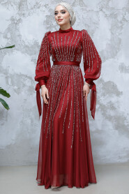 Modest Claret Red Bridesmaid Dress 47961BR - 2