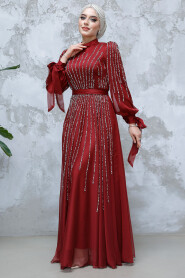 Modest Claret Red Bridesmaid Dress 47961BR - 4