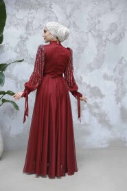 Modest Claret Red Bridesmaid Dress 47961BR - 5