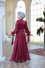 Modest Claret Red Bridesmaid Gown 52223BR - 6