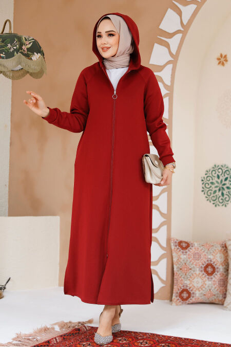 Modest Claret Red Coat 72231BR - NEVA STYLE