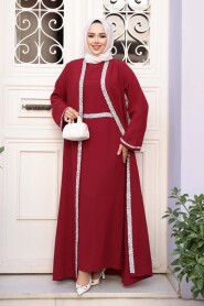 Modest Claret Red Dress Dual Suit 76852BR - 2