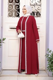 Modest Claret Red Dress Dual Suit 76852BR - 3