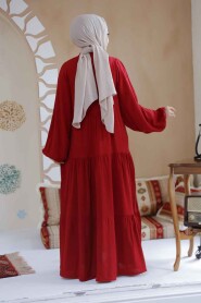 Modest Claret Red Dress For Women 20612BR - 3