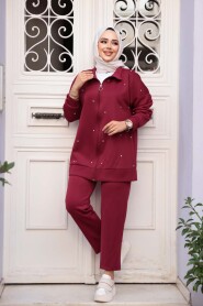 Modest Claret Red Dual Suit 12401BR - 2