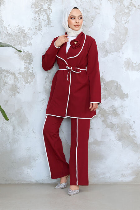Modest Claret Red Dual Suit 40051BR - NEVA STYLE