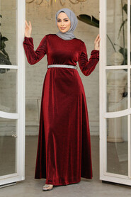 Modest Claret Red Elegant Evening Gowns 42541BR 