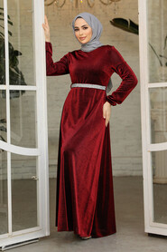 Modest Claret Red Elegant Evening Gowns 42541BR - 2