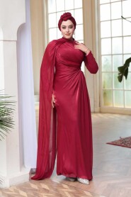 Modest Claret Red Engagement Dress 5296BR - 4