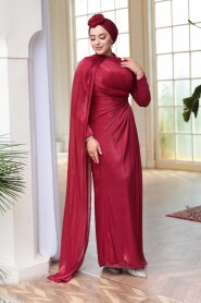 Modest Claret Red Engagement Dress 5296BR - 5