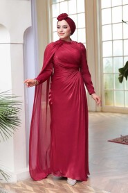 Modest Claret Red Engagement Dress 5296BR - 2