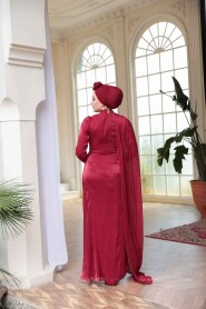 Modest Claret Red Engagement Dress 5296BR - 6
