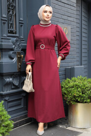 Modest Claret Red Evening Dress 30031BR - 2