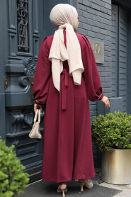 Modest Claret Red Evening Dress 30031BR - 4