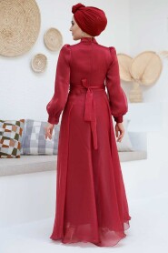 Modest Claret Red Evening Dress 45701BR - 6