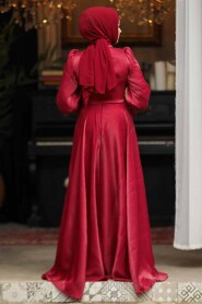 Modest Claret Red Evening Dress 48051BR - 4