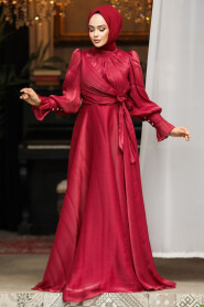 Modest Claret Red Evening Dress 48051BR - 3