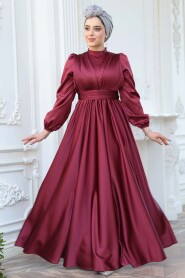 Modest Claret Red Evening Gown 23821BR 