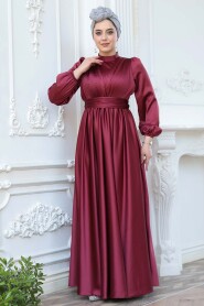 Modest Claret Red Evening Gown 23821BR - 2