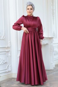 Modest Claret Red Evening Gown 23821BR - 3