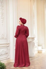 Modest Claret Red Evening Gown 52751BR - 3