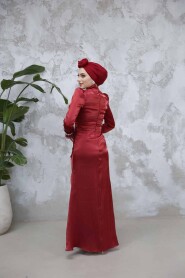 Modest Claret Red Evening Long Dress 50481BR - 4