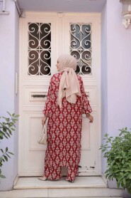 Modest Claret Red Kimono Dual Suit 12888BR - 4
