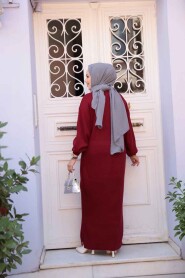 Modest Claret Red Knitwear Dress 17205BR - 2
