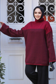 Modest Claret Red Knitwear Tunic 71502BR - 2