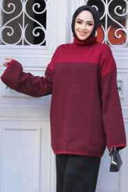 Modest Claret Red Knitwear Tunic 71502BR - 3