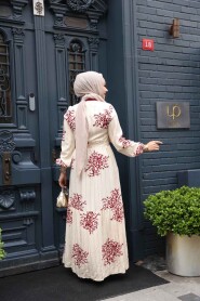 Modest Claret Red Long Dress 23925BR - 3