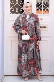 Modest Claret Red Long Dress 52943BR 