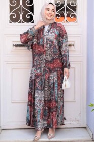 Modest Claret Red Long Dress 52943BR - 2