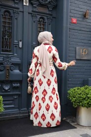 Modest Claret Red Pastel Dress 23926BR - 4