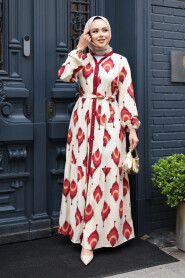Modest Claret Red Pastel Dress 23926BR - 2