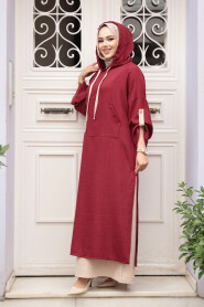 Modest Claret Red Pastel Dress 76612BR - 1