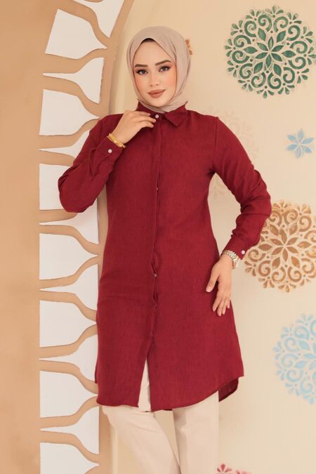 Modest Claret Red Plus Size Tunic 11734BR - NEVA STYLE