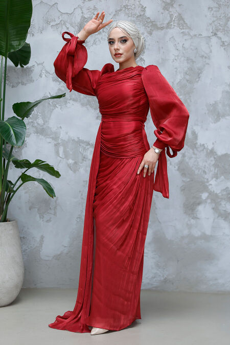 Modest Claret Red Prom Dress 48491BR - NEVA STYLE