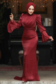 Modest Claret Red Prom Dress 48531BR - 1