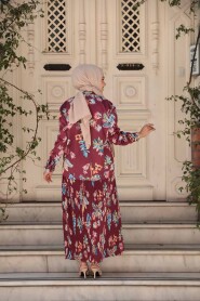 Modest Claret Red Skirted Dual Suit 13028BR - 4
