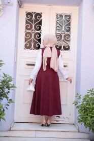 Modest Claret Red Skirted Dual Suit 75471BR - 4